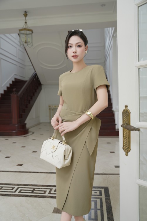 Sixdo Teak Woven Pencil Dress